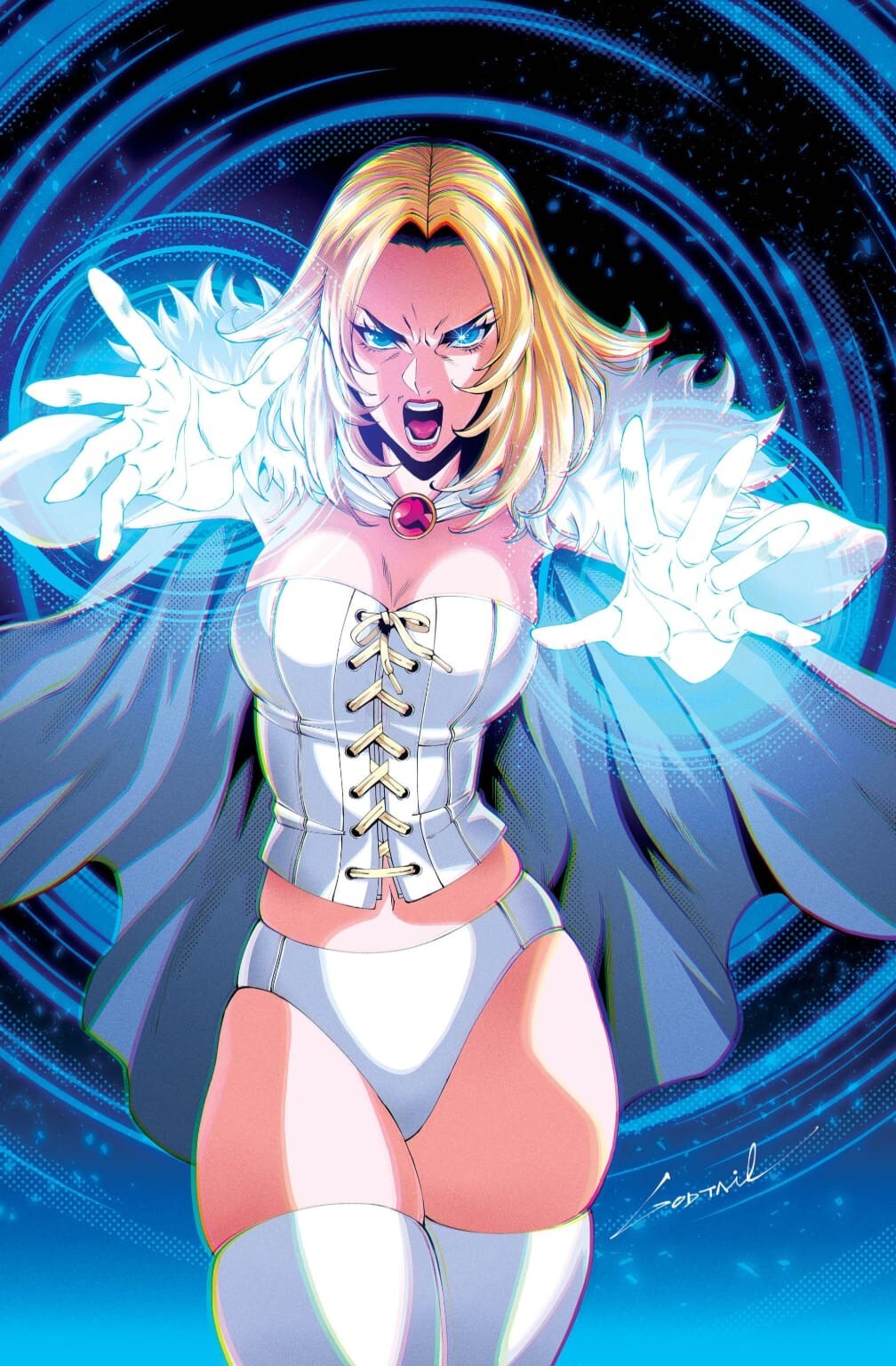 EMMA FROST WHITE QUEEN #1 - GODTAIL VIRGIN VARIANT KNIGHT OF COMICS HEROESCON KNIGHT OF COMICS EXCLUSIVE LTD 1000