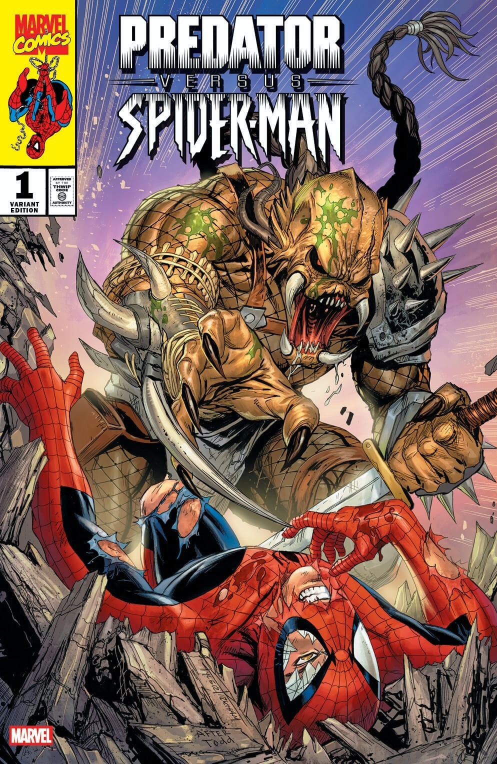 PREDATOR VS SPIDER-MAN #1 - TYLER KIRKHAM TRADE VARIANT KNIGHT OF COMICS EXCLUSIVE LTD 3000