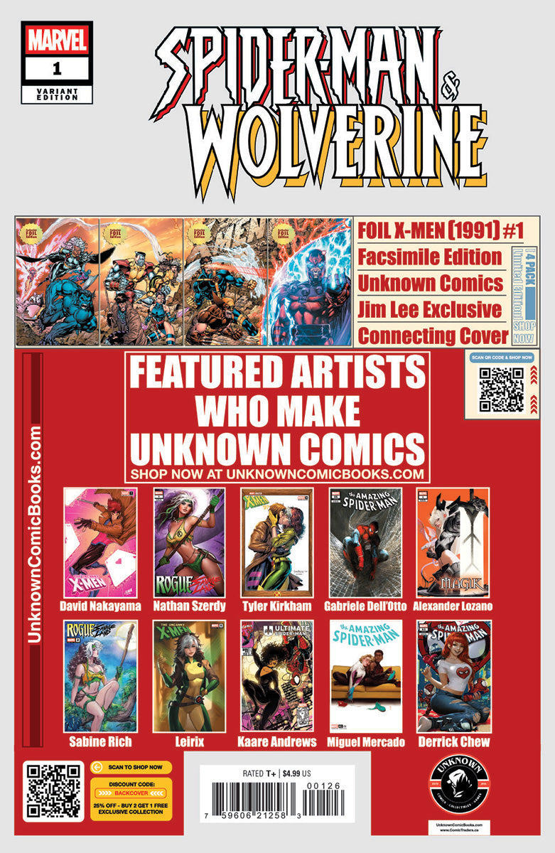 Spider-Man & Wolverine #1 Unknown Comics Tyler Kirkham Exclusive Virgin Var (06/18/2025)
