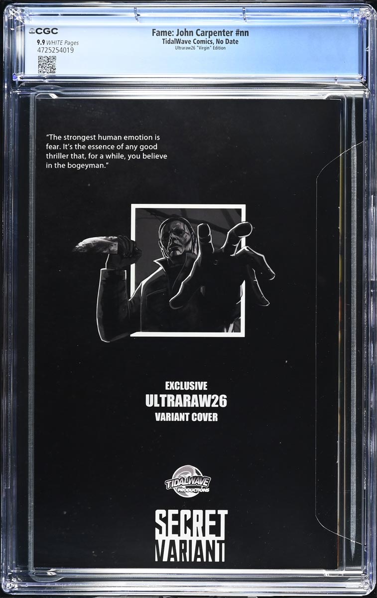 John Carpenter #1 CGC 9.9 Ultraraw26 Secret Virgin Variant #40/40