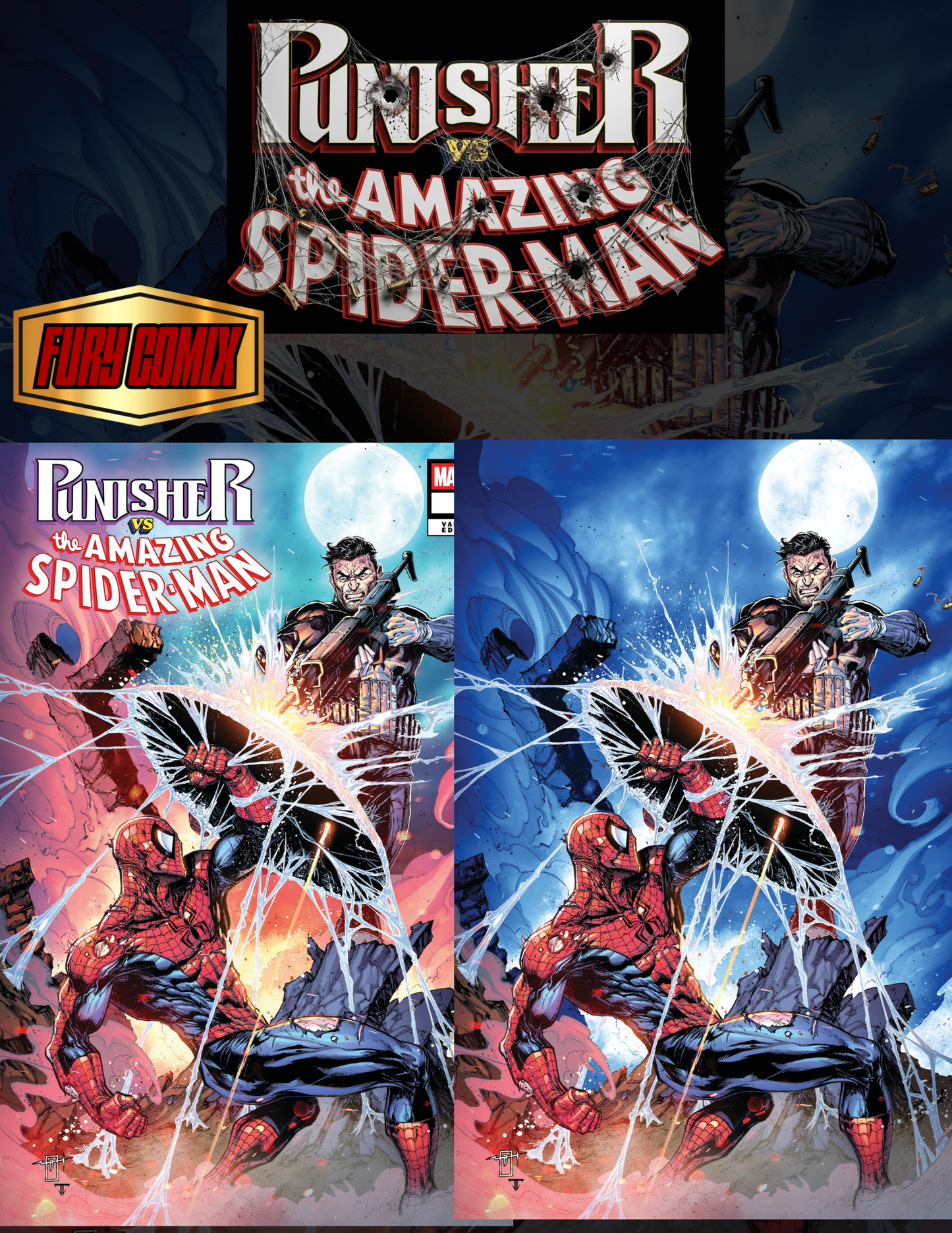 PUNISHER VS SPIDER-MAN # 1 JONATHAN URIBE EXCLUSIVE SDCC SET