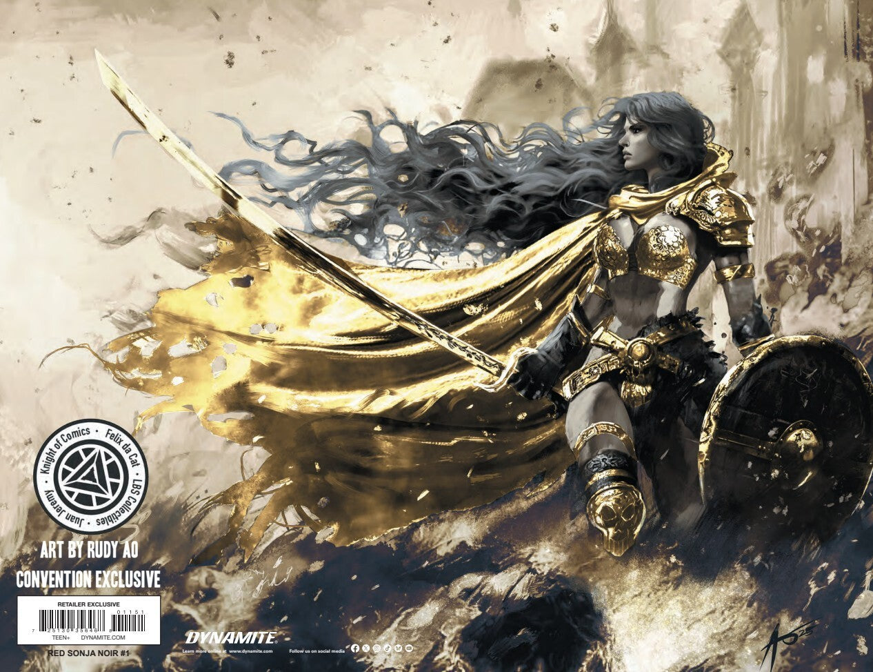 RED SONJA NOIR #1 - RUDY AO VIRGIN VARIANT WRAPAROUND COVER B HEROESCON KNIGHT OF COMICS EXCLUSIVE