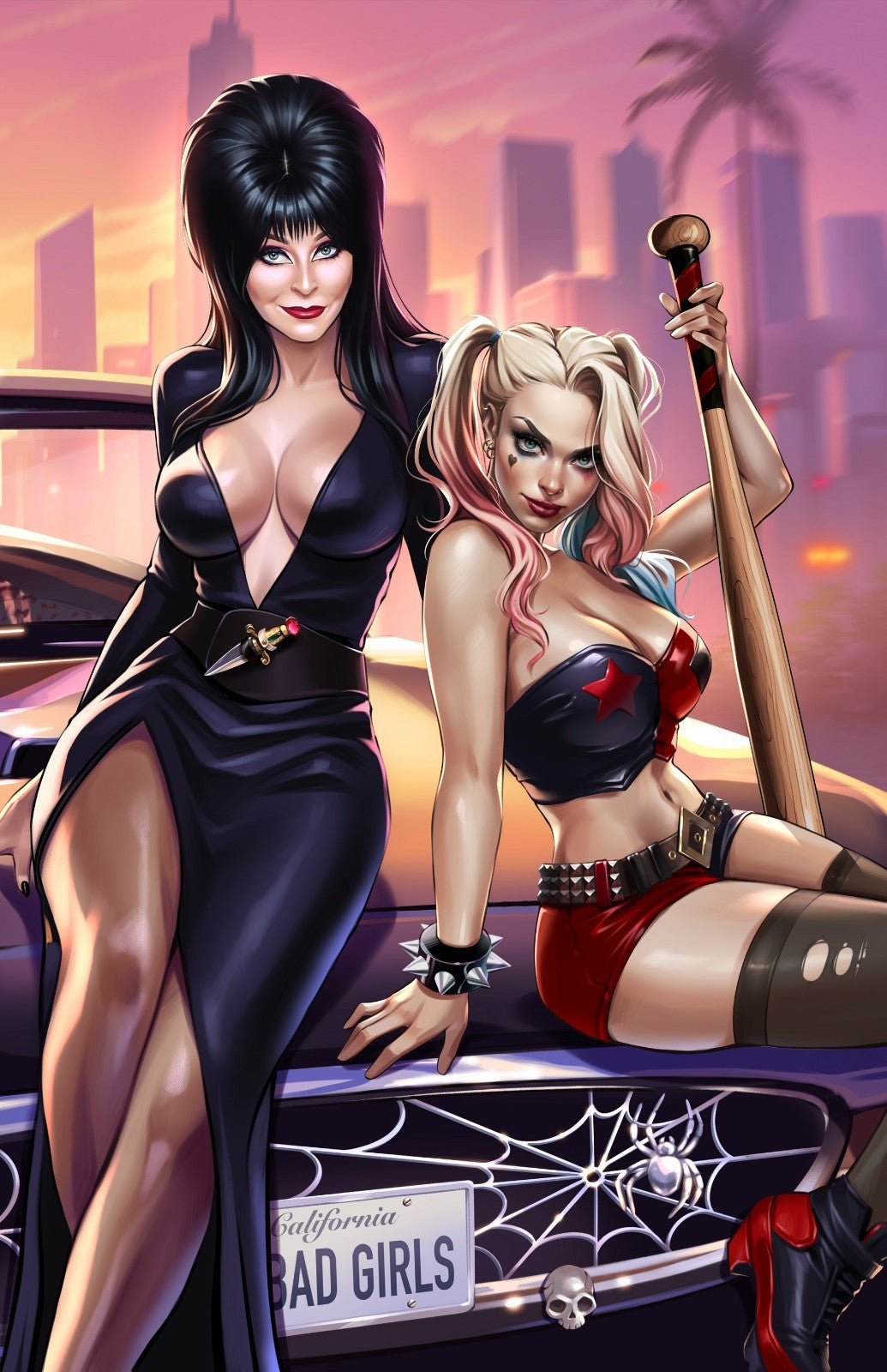 HARLEY QUINN X ELVIRA #1 - KATYA SINYUKHINA COVER A WRAPAROUND NYCC 2025 KNIGHT OF COMICS EXCLUSIVE LTD 500