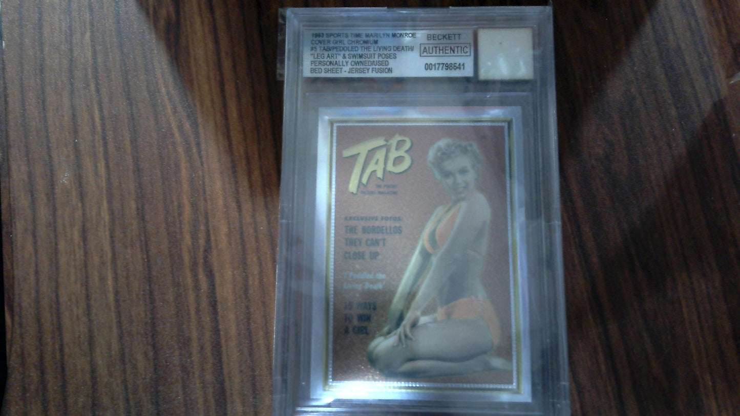 1993 Sports Time Marilyn Monroe Cover Girl Chromium #5 - Owned/Used Bed Sheet - Beckett Authentic