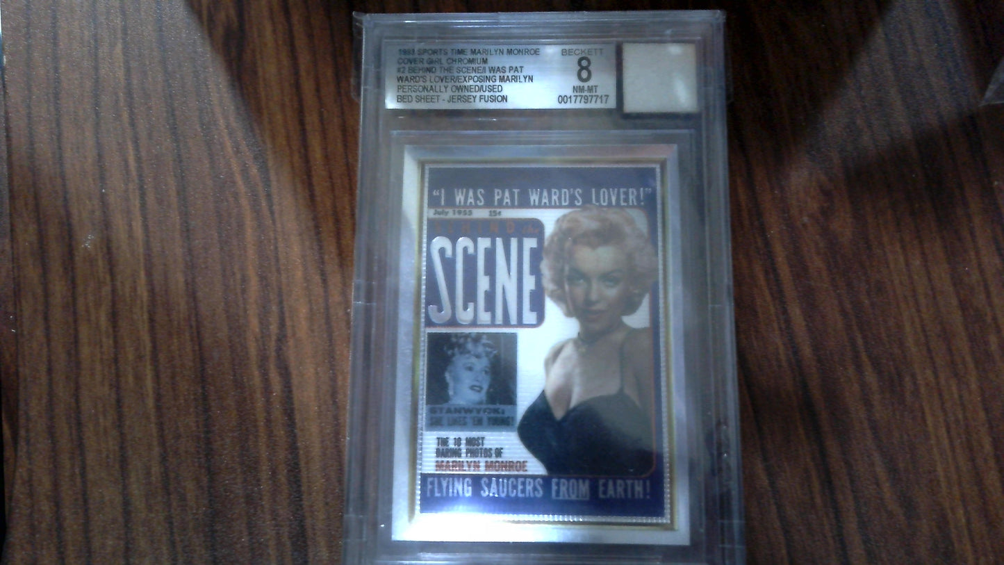 1993 Sports Time Marilyn Monroe Cover Girl Chromium #2 - Owned/Used Bed Sheet - BGS 8