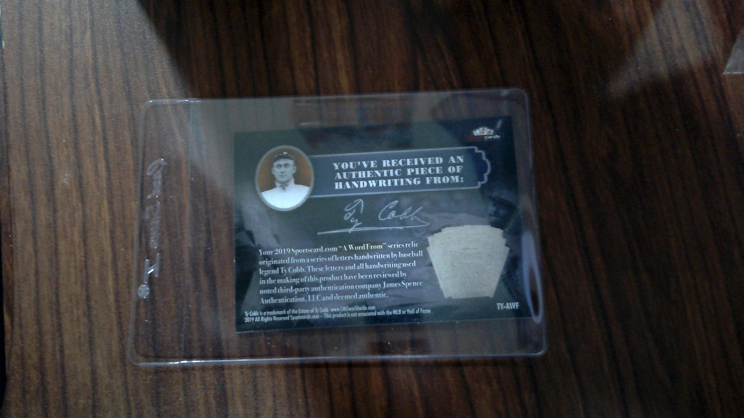 2019 Sportscard.com "A Word From" - Ty Cobb "Not" Authentic Handwriting card